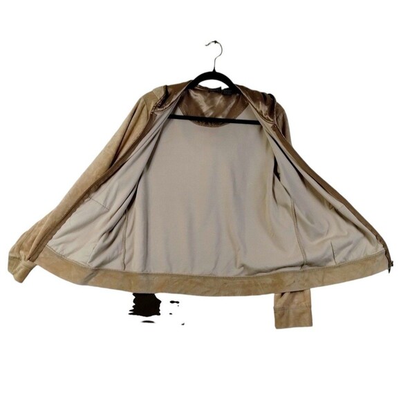 Everlast Hoodie Women's L Long Sleeve Zip Pockets Tan Velour Velvet Satin Y2K - Picture 5 of 11